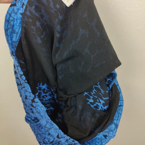 Moschino Swim Shorts‎ Mens 42 Blue Metallic Leopard Print Trunks Beach Glam - Picture 6 of 10